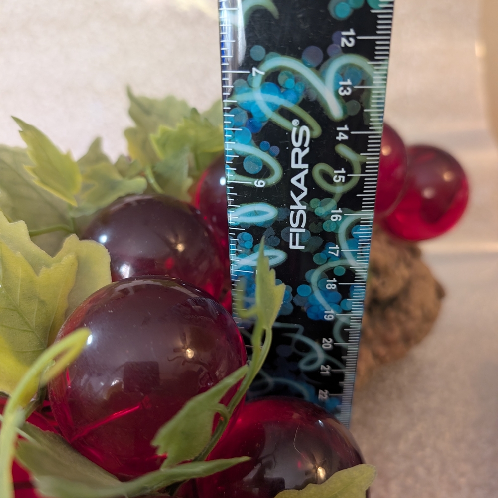 Grapes, MCM, Lucite Red/Orange Glass Grapes on Natural DriftWood - Picture 10 of 12